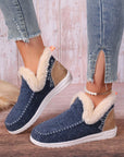 Anna Suede Stitching Plush Lined Anklet Boots