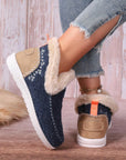 Anna Suede Stitching Plush Lined Anklet Boots