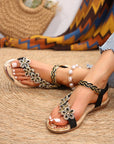 Hazel Rhinestone Flower Braided Straps Sandals