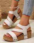 Harper Cut Out Velcro Wedge Sandals
