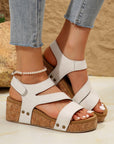 Harper Cut Out Velcro Wedge Sandals