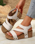 Harper Cut Out Velcro Wedge Sandals