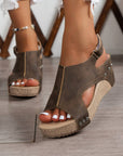 Eleanor Studded Cut Out Wedge Sandals