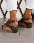 Eleanor Studded Cut Out Wedge Sandals