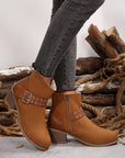 Eyelet Buckled Ankle Boots