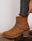 Eyelet Buckled Ankle Boots