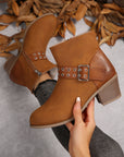 Eyelet Buckled Ankle Boots