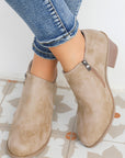 Tulip Opening Suede Ankle Boots
