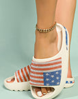 Rhinestone American Flag Thick Sole Slippers