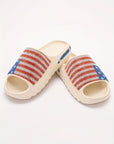 Rhinestone American Flag Thick Sole Slippers
