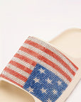 Rhinestone American Flag Thick Sole Slippers
