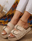 Suede Buckle Decor Footbed Sandal Slippers