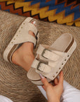 Suede Buckle Decor Footbed Sandal Slippers