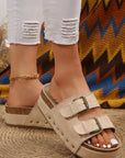 Suede Buckle Decor Footbed Sandal Slippers