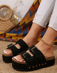 Suede Buckle Decor Footbed Sandal Slippers