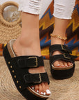 Suede Buckle Decor Footbed Sandal Slippers