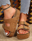 Suede Buckle Decor Footbed Sandal Slippers