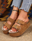 Suede Buckle Decor Footbed Sandal Slippers