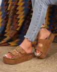Suede Buckle Decor Footbed Sandal Slippers
