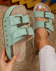 Suede Buckle Decor Footbed Sandal Slippers