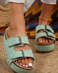 Suede Buckle Decor Footbed Sandal Slippers