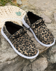 Kira Lace-up Decor Leopard Canvas Shoes