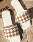 Woven Plaid Square Toe Flat Slippers