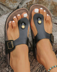 Vintage Buckle Thong Slippers