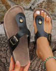 Vintage Buckle Thong Slippers