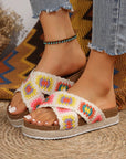 Geometric Woven Crisscross Strap Platform Slippers