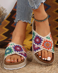 Geometric Woven Crisscross Strap Platform Slippers