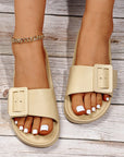 Buckle Decor Wide Band Thick Sole Slippers