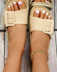 Buckle Decor Wide Band Thick Sole Slippers