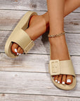 Buckle Decor Wide Band Thick Sole Slippers