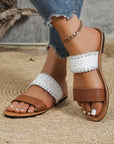 Woven Strap Flat Slippers