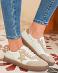 Avani Shimmer Star Patch Lace up Retro Flattie
