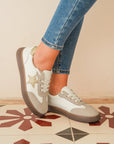 Avani Shimmer Star Patch Lace up Retro Flattie