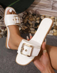 Buckle Decor Flat Slippers