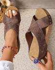Wren Criss Cross Wedge Slippers