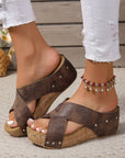 Wren Criss Cross Wedge Slippers