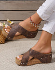 Wren Criss Cross Wedge Slippers