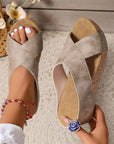 Wren Criss Cross Wedge Slippers