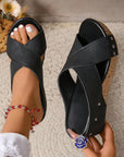 Wren Criss Cross Wedge Slippers