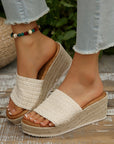 Woven Wide Band Platform Slippers
