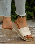 Woven Wide Band Platform Slippers