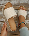 Woven Wide Band Platform Slippers
