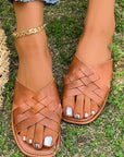 Ana Crossed Woven Flat Slippers