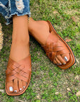 Ana Crossed Woven Flat Slippers