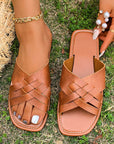 Ana Crossed Woven Flat Slippers