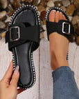 Buckled Strap Flat Chic Slippers